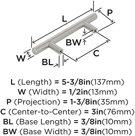 Amerock 10 Pack 3-3/4" Bar Pulls Polished Nickel Drawer Pull