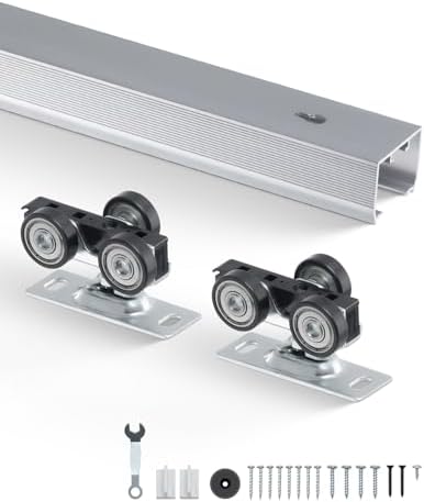 VEVOR Sliding Pocket Door Hardware Track Kit, 4.73 ft Heavy Duty Pocket Door Hardware Kit, Commercial Grade Pocket Door Hardware and Track Set for 24"-30" Wide Single Door