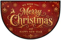 Pardick Merry Christmas Half Round Door Mat, Non-Slip Welcome Entrance Way Rug Semi Circle Front Doormats Washable Shoe Scraper Floor Mat Outdoor Rugs for Gar