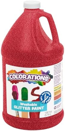 Colorations Paraben-Free Washable Red Glitter Paint, 1 Gallon