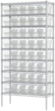 Akro-Mils 30090 Plastic Nesting ShelfMax Storage Bin Box, (12-Inch x 6-Inch x 6-Inch), Clear, (10-Pack)