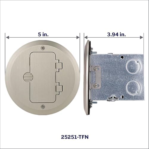 Leviton 15 Amp 1-Gang Floor Box Assembly, Commercial Grade, Tamper-Resistant, Self-Grounding, 25251-TFN