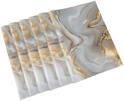 ALAZA White Gold Marble Pattern 1 PC Placemats Rectangle Table Mat for Dining Table Restaurant Kitchen Home Decor, 12" x 18"