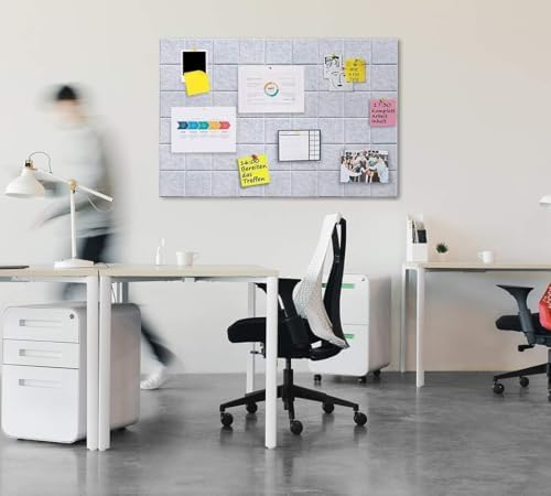 Large Cork Board Felt Board Tiles for Walls with 60 Push Pins, 11.8"x11.8" Pack of 12 Pin Board Notice Boards for Home Office Kitchen, Bulletin Board Wall Tiles for Photos Memos