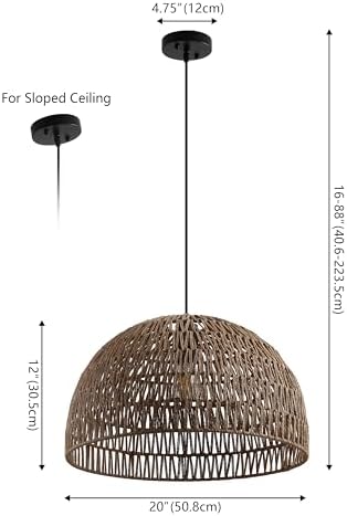 JONATHAN Y Campana 1-Light Pendant Dome Ceiling Lamp, 20", Brown