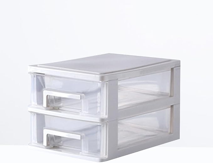 Portable Two Storage Cabinet Drawers Stackable Storage Organizer Multifunctional Desktop Storage Case Office Bedroom Bathroom Craft Supplies Transparent