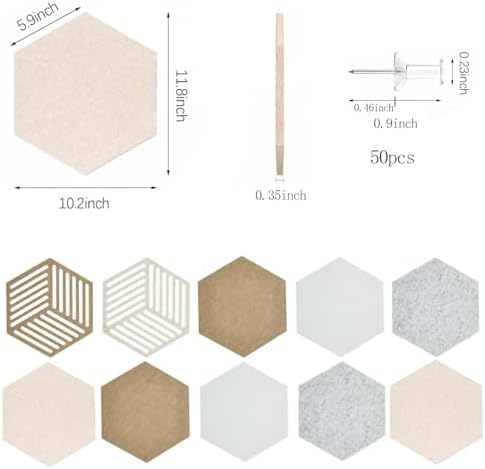 HexagonalNoticeBoardSet10PiecesCorkBoardFeltPinboardSuitableforOfficeMemoPhotoWallDecorClassroomDIYCuteMessageBoard