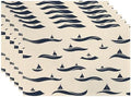 Batmerry Maritime Ocean Linen Placemats Set of 6, Nautical Sailing Washable Table Mats for Kitchen Table Thickened Heat Insulation Dining Set Indoor Outdoor 12X18 in