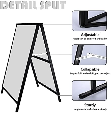 24 x 36 Inch A Frame Sign Double-Sided Folding Sandwich Board Heavy Duty Slide-in Sidewalk Signboard for Outdoor Street Advertising Poster