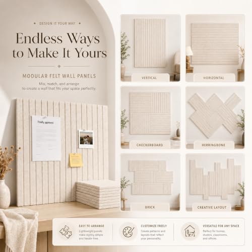 Large Felt Bulletin Board 12-Pack, 48"x36" (Oatmeal)