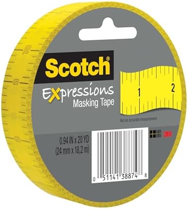 Scotch Expressions Masking Tape, .94 in x 20 yd, Ruler Pattern, 6 Rolls