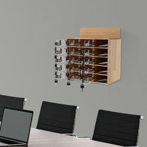 Cell Phone Locker Box,15 Slots Cell Phone Storage Locker, Clear Acrylic Storage Cabinet with Lock for School Factory Office