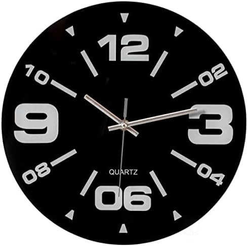 Clockswise Bulk Set of 10 PC 12" Black Decorative Unique Modern Round Glass Wall Clock, for Living Room, Kitchen, Dining or Bedroom,