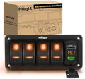 Nilight 4 Gang Rocker Switch Panel with PD Type C and USB Charger Voltmeter