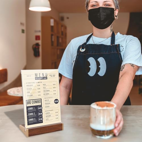 LIANHELILAI 3 Pack 5X7 Acrylic Sign Holder Vertical Tabletop Small Sign Display Frame for Coffee Shop/Restaurant Menu Stall/Exhibitions/Hotel/Office Name Holder