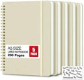 5 Pack Hardcover Spiral Notebooks, 8.3" x 6.3" Lined Journal Set, 100 GSM Bleed-Resistant Paper, 200 Pages Twin-Wire Bound Notebook with Elastic Band & Category Stickers for Office, School