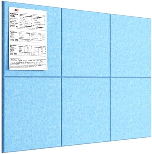 MaxGear Felt Bulletin Board 36" x 24", 6 Pack Blue Felt Wall Tile Push Pin