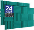 Foam Factory Inc 24 Pack Color Acoustic Foam Panel Studio Soundproofing Wedge Wall Tiles 12” X 12” X 2” (Teal)