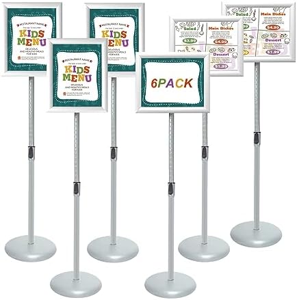 Advertising Support Board Sign Stand Poster Holder Applicable to All Kinds of Stores Exhibition Halls (Silver, 8.5x11in 6pack)