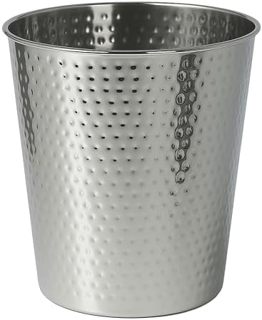 happimess Axel 2 Gal Hammered Steel Waste Bin 10", Polished Steel