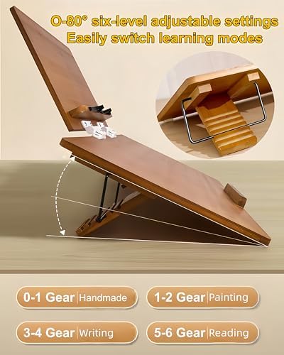 Ergonomic Posture Correcting Double-Layer Adjustable Writing Slant Board - 0-80° Tilt Adjustment, 15.4x11 Top /19.7x14.2 Base - Desktop Reading/Writing Stand for Studying, Working, Drawing