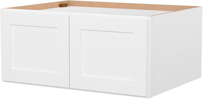 Furinno Shaker Wall Refrigerator Kitchen Cabinet, with 2 Doors, Ready to Assemble, 24 D x 33 W x 15 H, White
