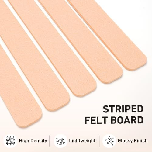 HAUTOCO Felt Bulletin Strips 5 Pack, 13" x 2" Self Adhesive Pin Board with 20 Push Pins, Peel and Stick Memo Board for Photos, Notes & Wall Decor, Dorm Room, Bedroom, Office, Peach Beige