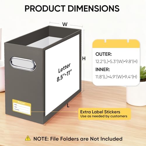 BALEINE File Organizer Box, Cardboard File Folder Organizer with Handle for Letter Size, Portable Collapsible Hanging Filing Box for Home Office Document Storage (2 Pack, Brown)