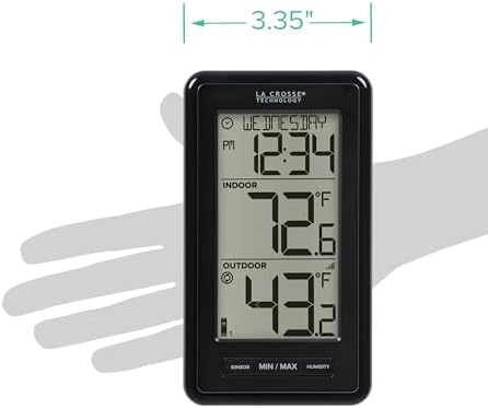 La Crosse Technology 308-43647-INT Digital Black Wireless Thermometer with Indoor Humidity, LCD