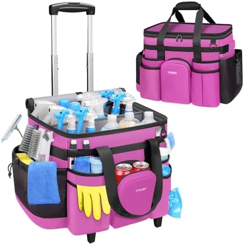 Ytonet Large Cleaning Caddy with Wheels, Cleaning Supplies Organizer