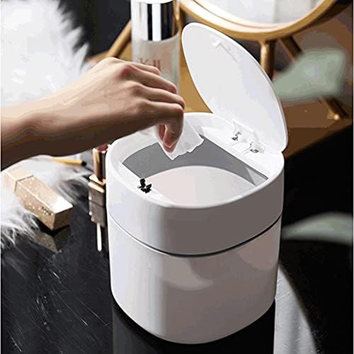 Trash can Plastic Mini Trash Can with Lid Modern Wastebasket for Bathroom Vanity Desktop Tabletop Or Coffee Table- 2 L-Blue/White Wastebasket (Color : Blue B Size : 2 Pack) (Blue B 1 Pack)