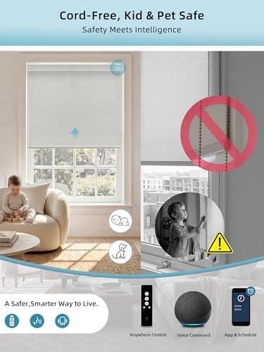 SmartWings Motorized Smart Roller Shades, 100% Blackout Vigor White