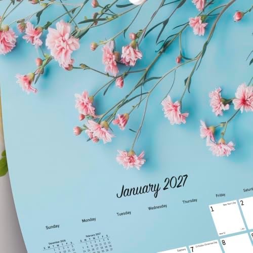 Blueline® 2027 Colorful Monthly Wall Calendar, 12 Months, January to December, Gold Twin-Wire Binding, 12" x 17", Romantic (C173122)