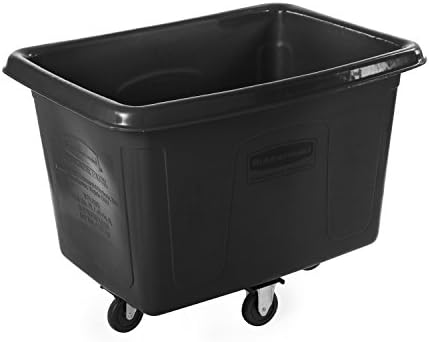 Rubbermaid Commercial Products Bulk Cube Truck with Wheels 14 Cu. Ft. Black Transport up to 500 lb. of Waste/Laundry/Linen/Supply/Packaging Material for Hospital/Hotel/School