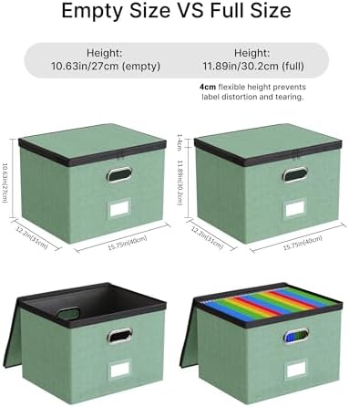Oterri File Box Large 1-Pack Hanging Organizer for Letter/Legal-Size Folder | Dustproof Lid. 3 Mesh Pockets. Collapsible Scratch-Resistant GRS Linen. Slide Rails. Office, Home, Dorm