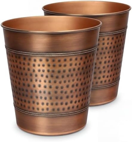 happimess Riley 2 Gal Hammered Steel Bin 10" H, Antique Copper, Set of 2