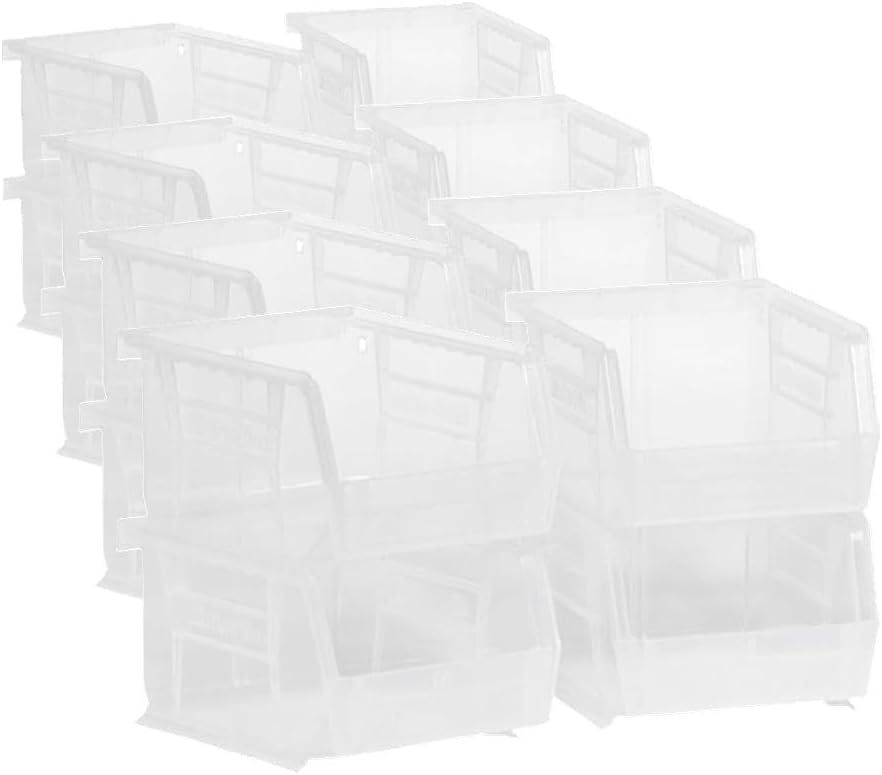 Akro-Mils 30210 AkroBins Plastic Storage Bins,Space-Saving Stackable Bins for Garage,Pantry,Craft Organization,5-Inch x 4-Inch x 3-Inch,Clear,(Pack of 24)