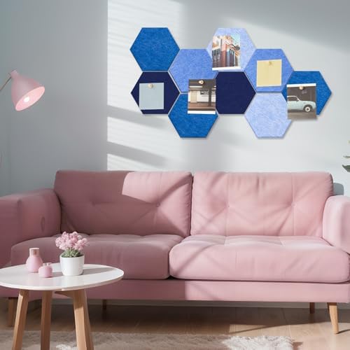 6.7 x 5.9 in 16 Pcs Hexagon Cork Board Tiles, Felt Pin Boards, Ocean