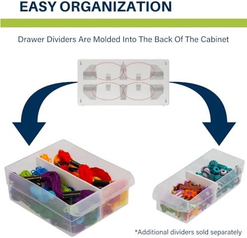 Akro-Mils 26-Drawer Plastic Drawer Storage Cabinet for Garage Organization, Bead Organizer, Building Bricks Storage, Teacher Toolbox, Makeup Organizer, 20-Inch W x 6-Inch D x 10-Inch H, 10124 White