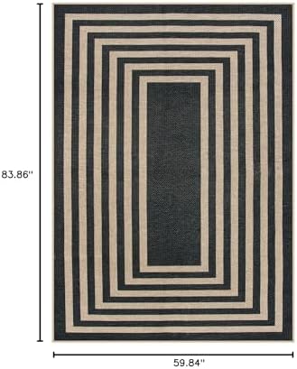 Lahome Modern Geometric Easy Jute Outdoor Rug, 5x7 Patio Living Room Rug