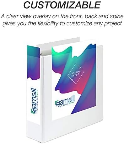 Samsill Durable 3 inch 3 Ring Binder, D Ring Binder, 100% Recycled Chipboard, White, 4 Pack