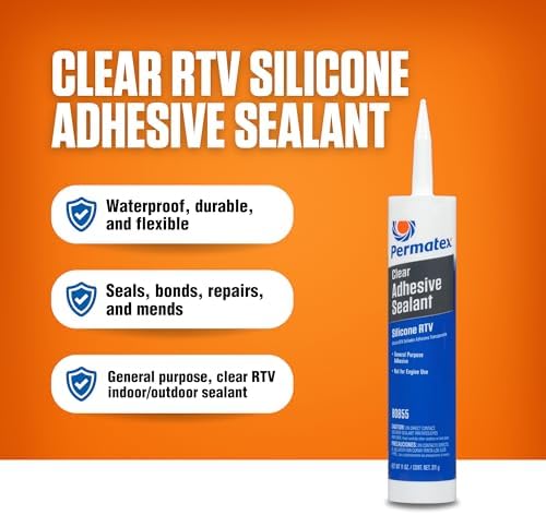 Permatex 80855 Clear RTV Silicone Adhesive Sealant, Waterproof, 11 oz.