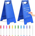 2 Pack a Frame Sandwich Board Sign with Dry Erase Surface, 24 x 12 Inch Double Sided Sidewalk Sign Chalkboard Easel Heavy Duty Plastic Dry Erase Poster Board for Outdoor Restaurant Cafe Menu (Blue)