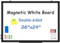 Double-Sided White Board Dry Erase Magnetic Whiteboard Wall 36x24 Black