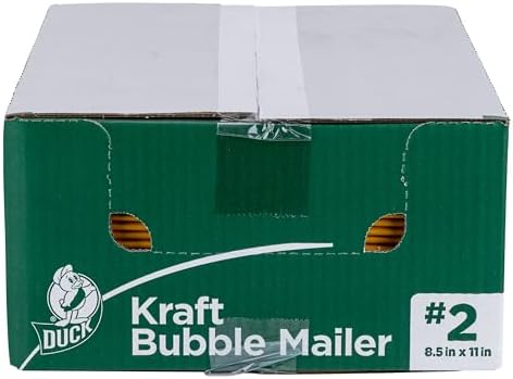 Duck Brand #2 Kraft Bubble Mailer, Manila Padded Mailing Envelopes, Shipping Supplies, 8.5 in x 11 in, 25 Pack