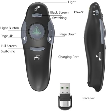 Presentation Clicker for PowerPoint, Wireless Presenter Remote with Case