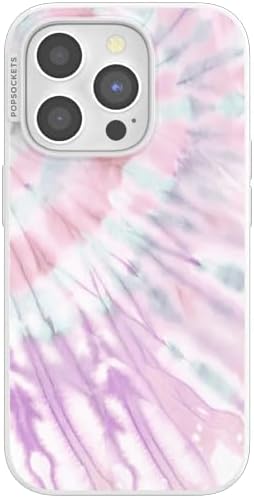 PopSockets iPhone 15 Pro Phone Case with MagSafe- Coastal Dye Purple | Magnetic, Wireless Charging, Camera & Drop Protection, Purple, Aura, Rainbow, Colorful