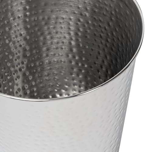 happimess Axel 2 Gal Hammered Steel Waste Bin 10", Brushed Steel, Set of 2
