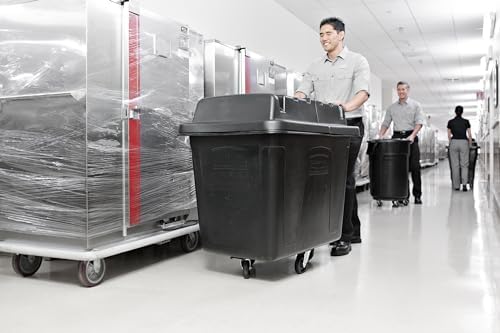 Rubbermaid Commercial Products Bulk Cube Truck with Wheels, Black, 400 lbs Capacity, Holds Waste/Laundry/Linens for Hospital/Hotel/School