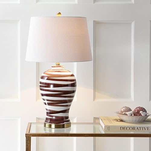 JONATHAN Y Joelie Ceramic Table Lamp Modern Coastal 29", Brown/White